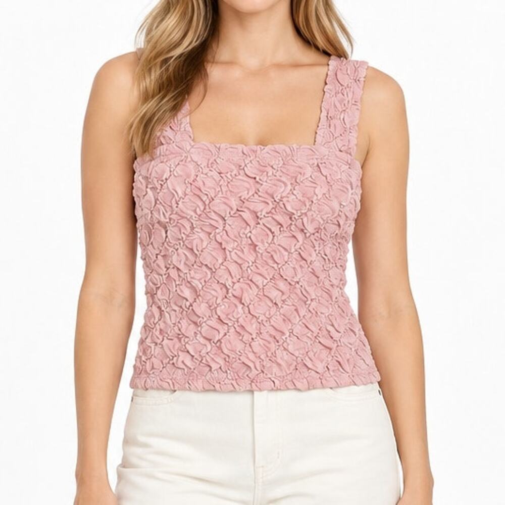 Easel LA Lavender Textured Stretch Tank Top L